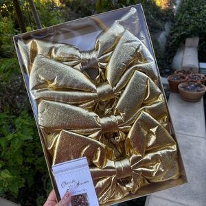 Cherish the season GOLD bow clips for Christmas tree Holiday 11" metallic